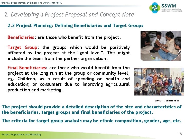 Find this presentation and more on: www. sswm. info. 2. Developing a Project Proposal