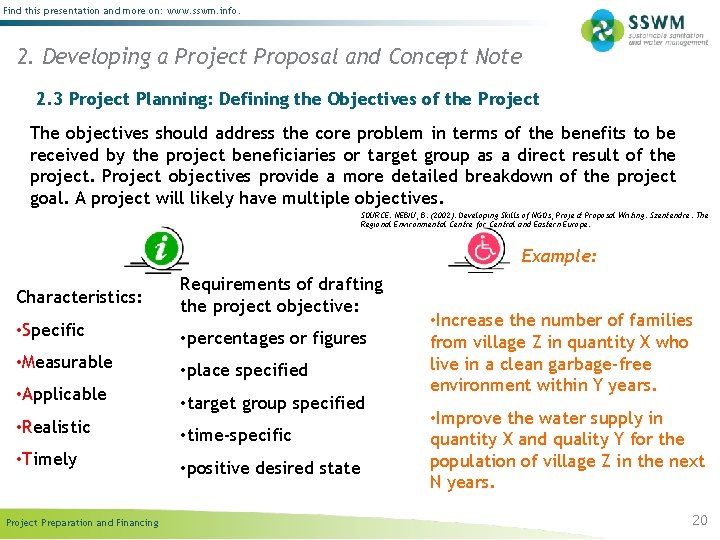 Find this presentation and more on: www. sswm. info. 2. Developing a Project Proposal