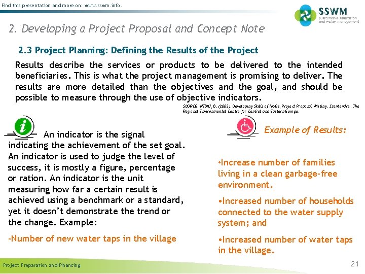 Find this presentation and more on: www. sswm. info. 2. Developing a Project Proposal