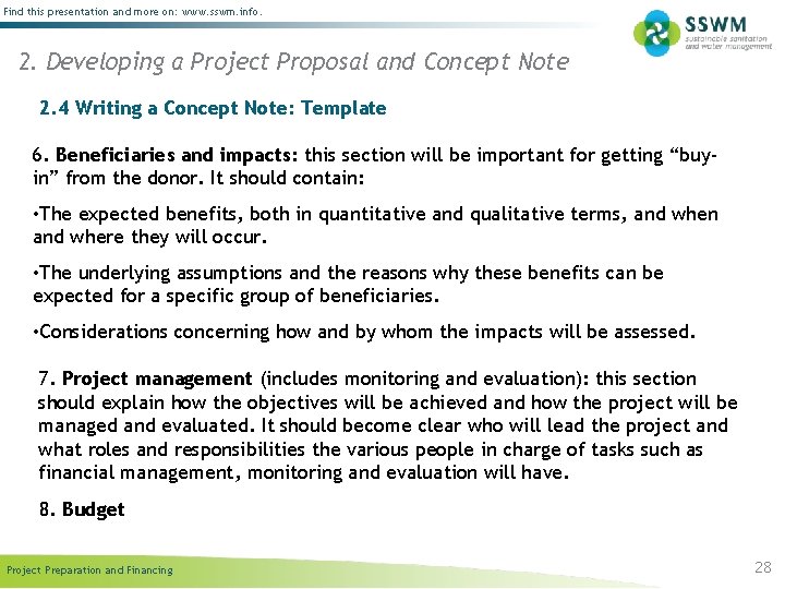 Find this presentation and more on: www. sswm. info. 2. Developing a Project Proposal