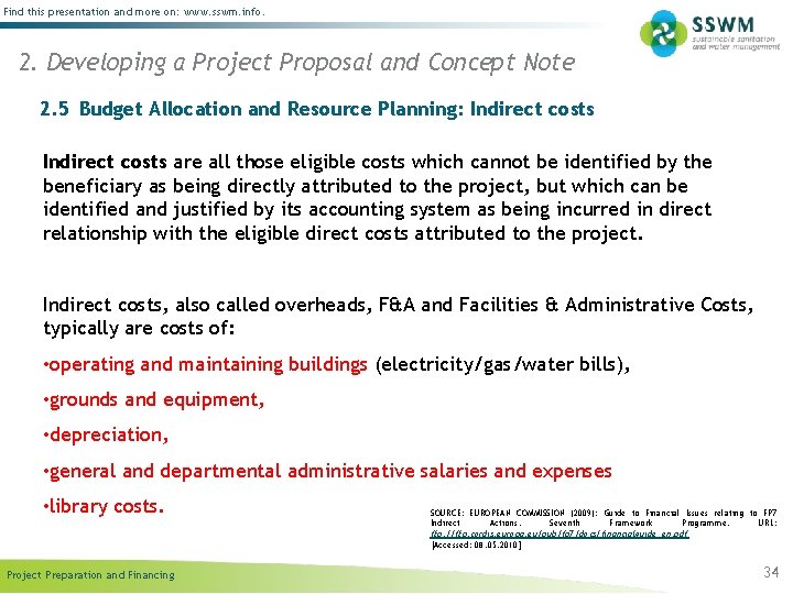 Find this presentation and more on: www. sswm. info. 2. Developing a Project Proposal