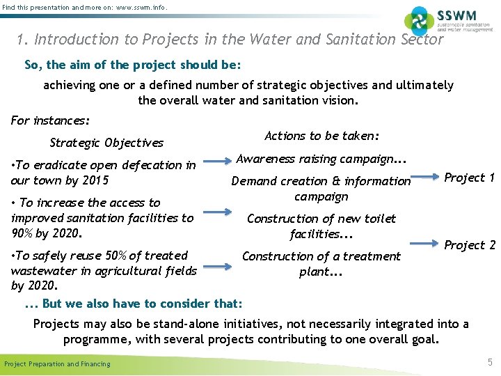 Find this presentation and more on: www. sswm. info. 1. Introduction to Projects in