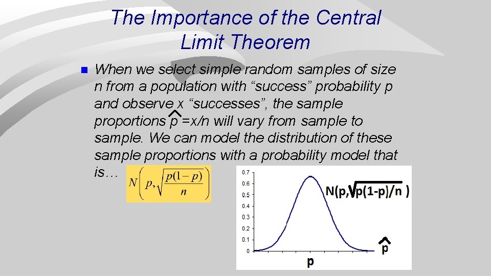The Importance of the Central Limit Theorem n When we select simple random samples
