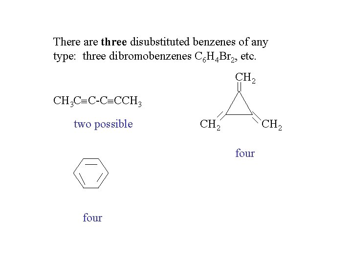 There are three disubstituted benzenes of any type: three dibromobenzenes C 6 H 4