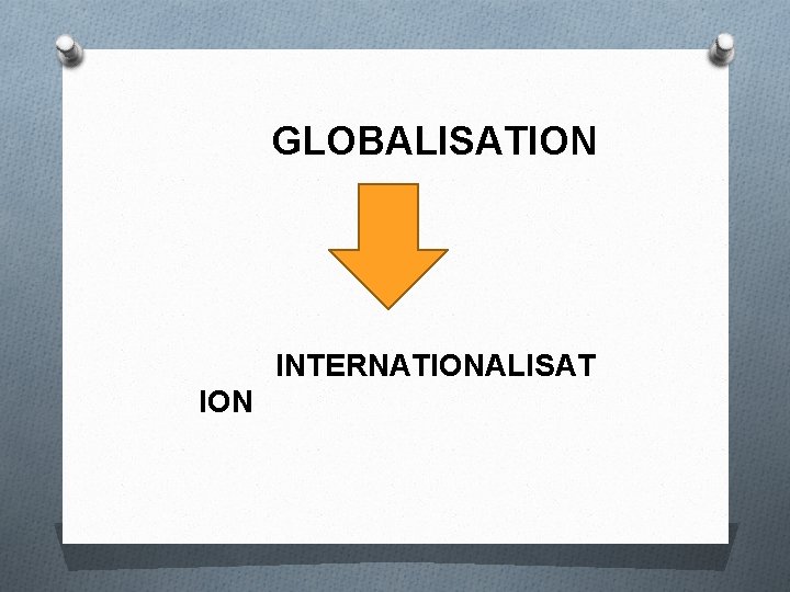 GLOBALISATION INTERNATIONALISAT ION 