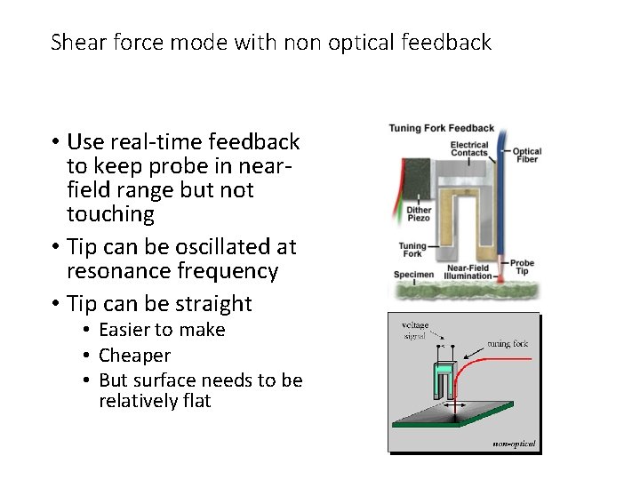 Shear force mode with non optical feedback • Use real-time feedback to keep probe
