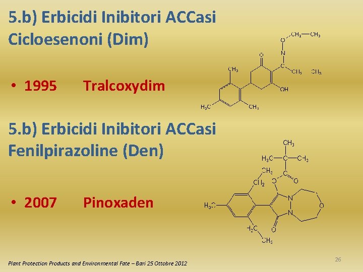 5. b) Erbicidi Inibitori ACCasi Cicloesenoni (Dim) • 1995 Tralcoxydim 5. b) Erbicidi Inibitori