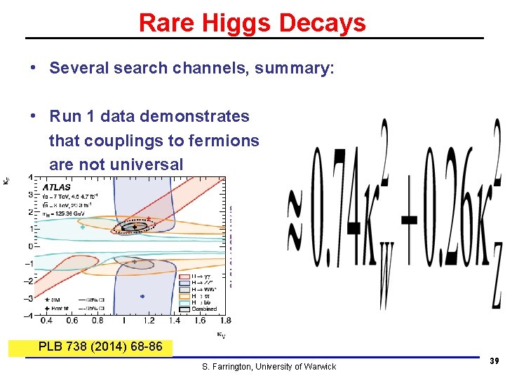 Rare Higgs Decays • Several search channels, summary: • Run 1 data demonstrates that