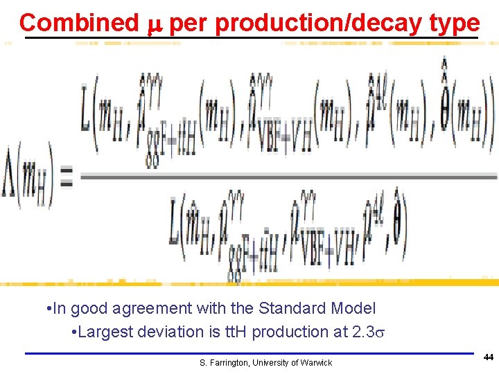 Combined m per production/decay type • In good agreement with the Standard Model •