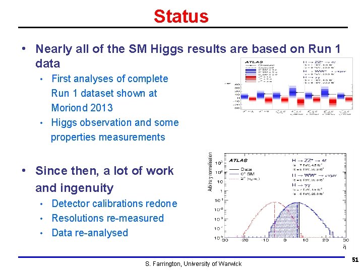 Status • Nearly all of the SM Higgs results are based on Run 1