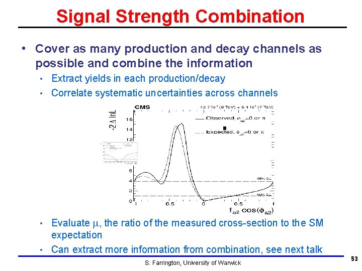 Signal Strength Combination • Cover as many production and decay channels as possible and