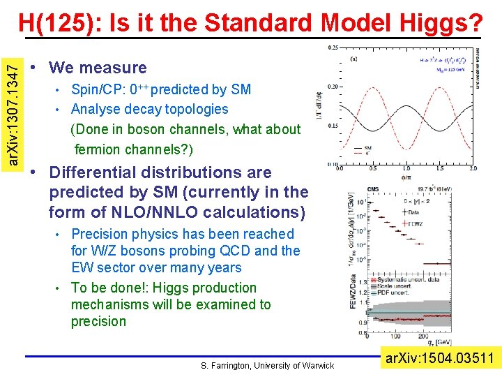 ar. Xiv: 1307. 1347 H(125): Is it the Standard Model Higgs? • We measure