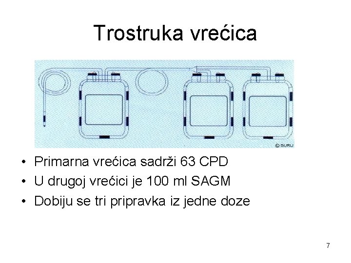 Trostruka vrećica • Primarna vrećica sadrži 63 CPD • U drugoj vrećici je 100