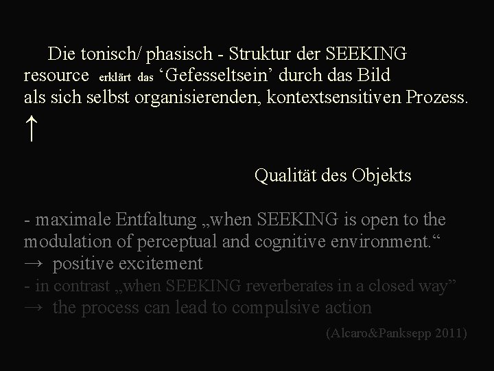  Die tonisch/ phasisch - Struktur der SEEKING resource erklärt das ‘Gefesseltsein’ durch das