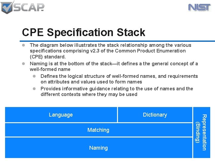 CPE Specification Stack l The diagram below illustrates the stack relationship among the various