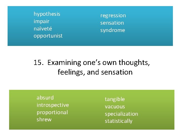 hypothesis impair naïveté opportunist regression sensation syndrome 15. Examining one’s own thoughts, feelings, and