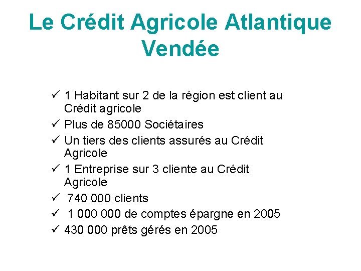 Le Crédit Agricole Atlantique Vendée ü 1 Habitant sur 2 de la région est