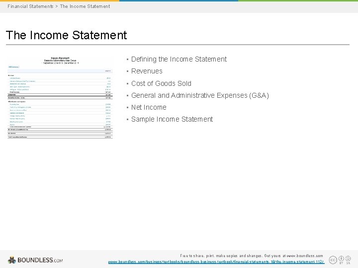 Financial Statements > The Income Statement • Defining the Income Statement • Revenues •