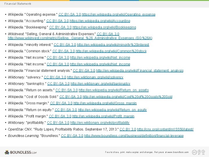 Financial Statements • Wikipedia. "Operating expense. " CC BY-SA 3. 0 https: //en. wikipedia.