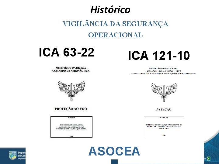 Histórico VIGIL NCIA DA SEGURANÇA OPERACIONAL ICA 63 -22 ICA 121 -10 ASOCEA 