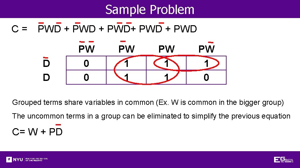 Sample Problem C= PWD + PWD+ PWD D D PW 0 0 PW 1