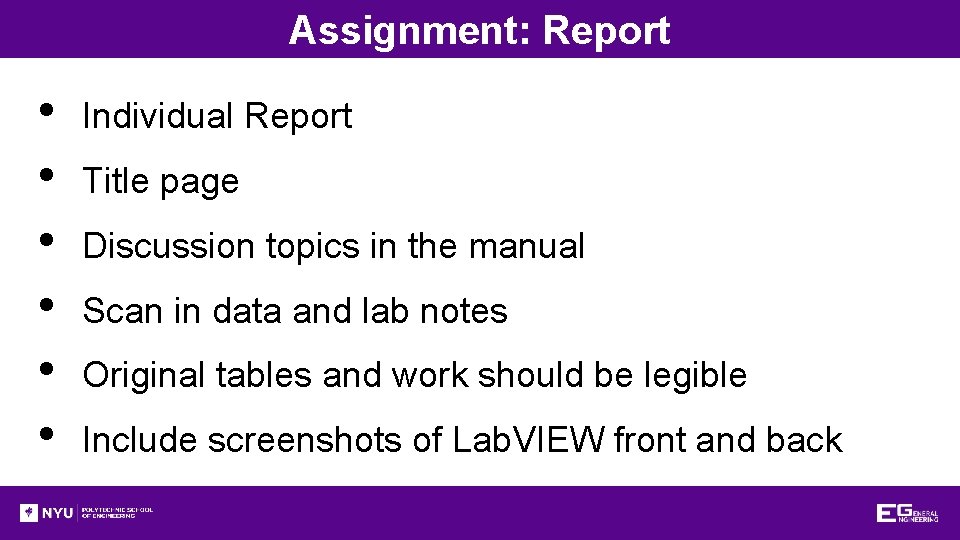 Assignment: Report • • • Individual Report Title page Discussion topics in the manual Assignment: Report • • • Individual Report Title page Discussion topics in the manual