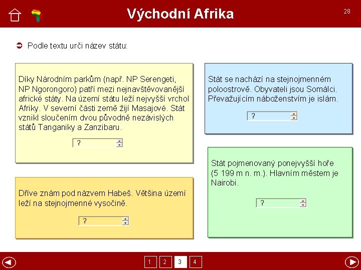 Východní Afrika Podle textu urči název státu: Díky Národním parkům (např. NP Serengeti, NP