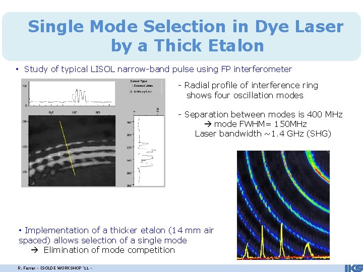 Single Mode Selection in Dye Laser by a Thick Etalon • Study of typical