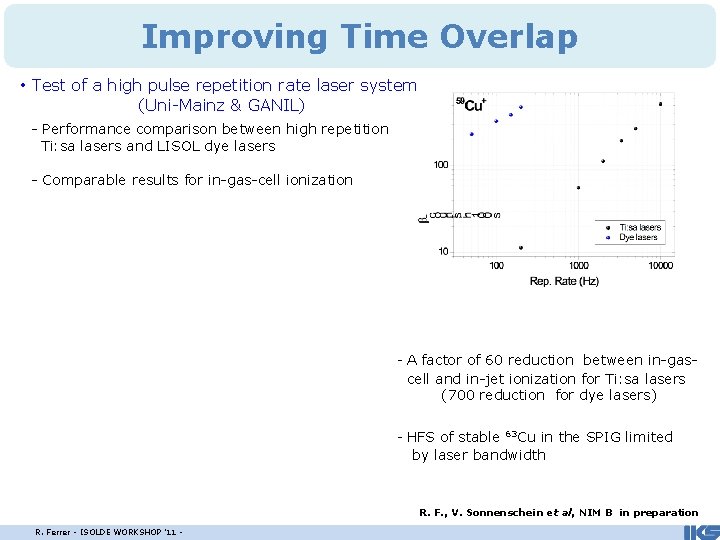 Improving Time Overlap • Test of a high pulse repetition rate laser system (Uni-Mainz