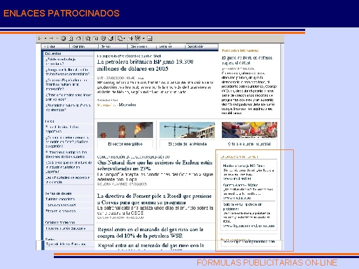ENLACES PATROCINADOS FÓRMULAS PUBLICITARIAS ON-LINE 