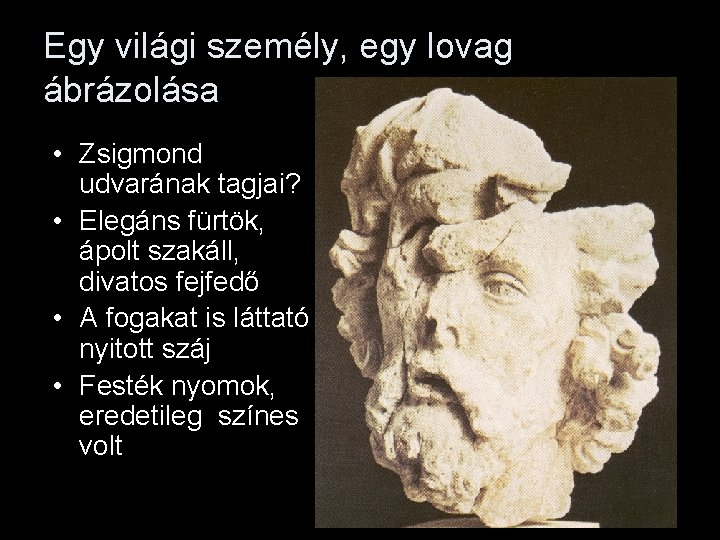 Egy világi személy, egy lovag ábrázolása • Zsigmond udvarának tagjai? • Elegáns fürtök, ápolt