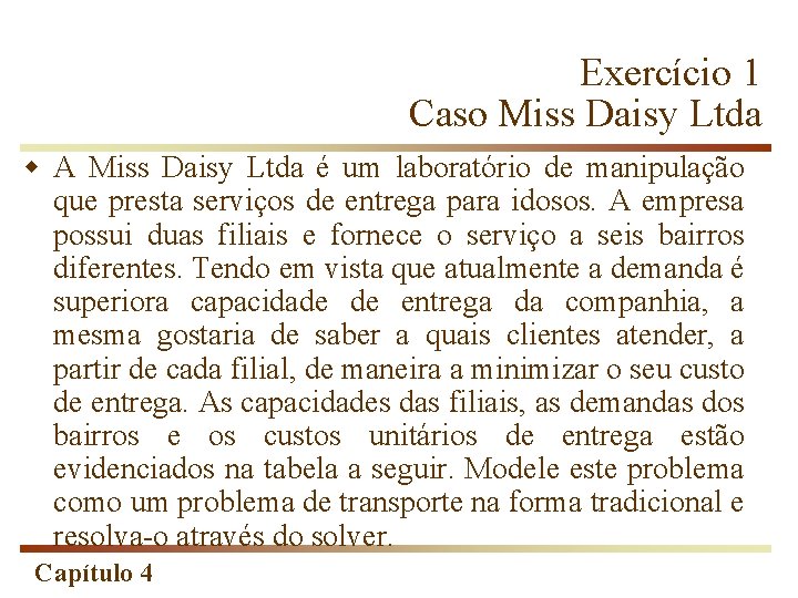 Exercício 1 Caso Miss Daisy Ltda w A Miss Daisy Ltda é um laboratório