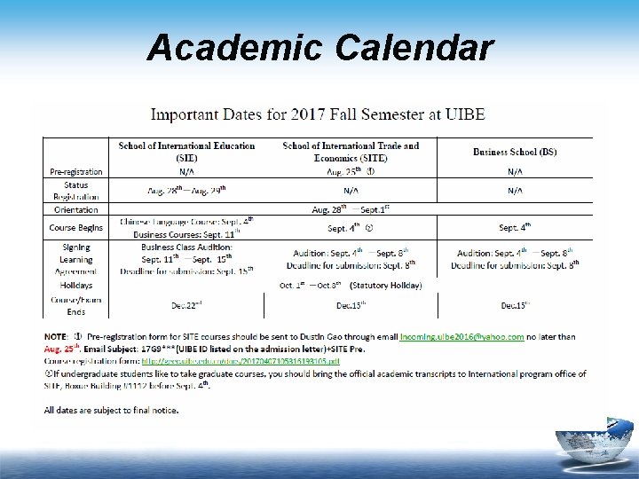Academic Calendar 