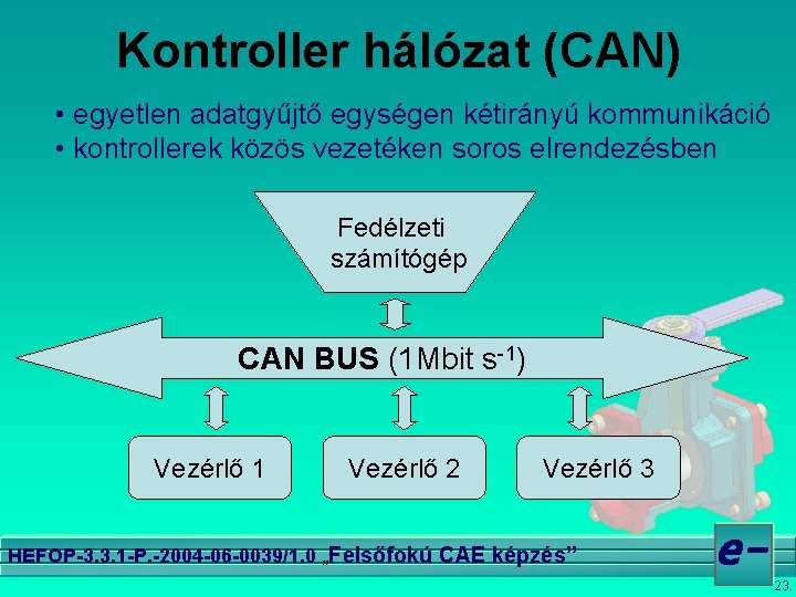 Kontroller hálózat (CAN) • egyetlen adatgyűjtő egységen kétirányú kommunikáció • kontrollerek közös vezetéken soros