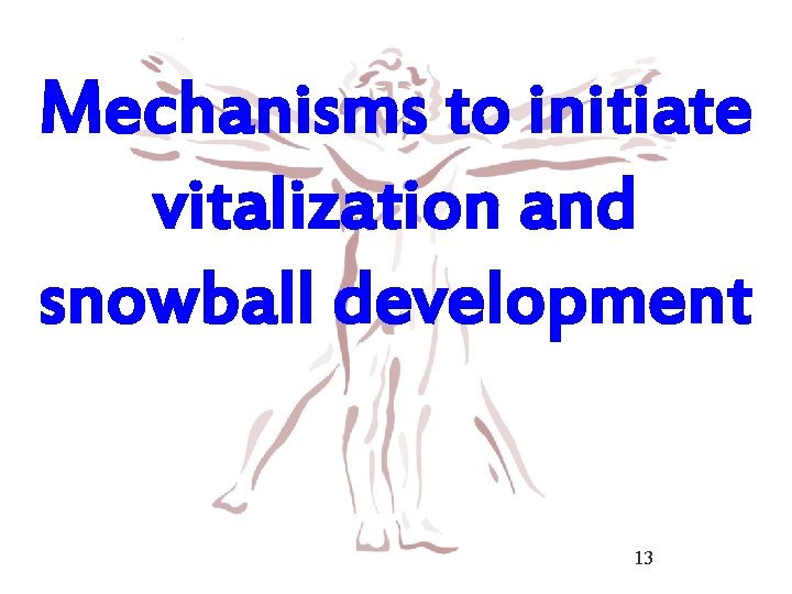 Mechanisms to initiate vitalization and snowball development 13 