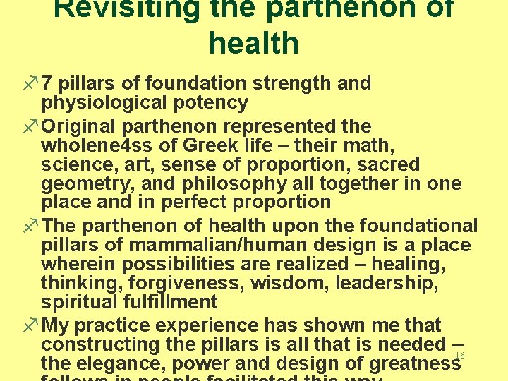 Revisiting the parthenon of health f 7 pillars of foundation strength and physiological potency