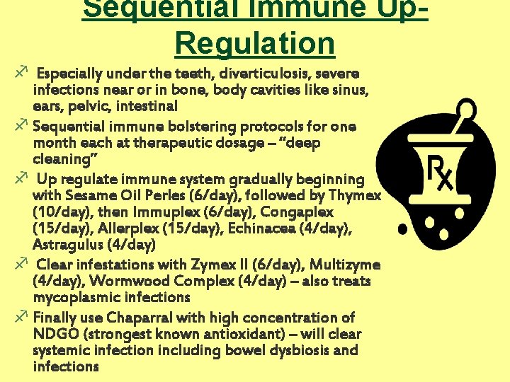 Sequential Immune Up. Regulation f Especially under the teeth, diverticulosis, severe infections near or