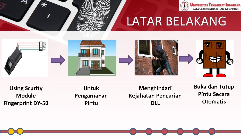 LATAR BELAKANG Using Scurity Module Fingerprint DY-50 Untuk Pengamanan Pintu Menghindari Kejahatan Pencurian DLL