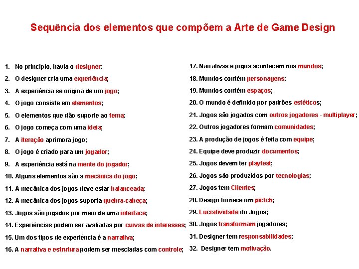 Sequência dos elementos que compõem a Arte de Game Design 1. No princípio, havia Sequência dos elementos que compõem a Arte de Game Design 1. No princípio, havia