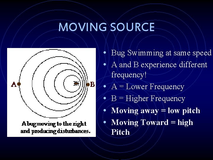 MOVING SOURCE • Bug Swimming at same speed • A and B experience different