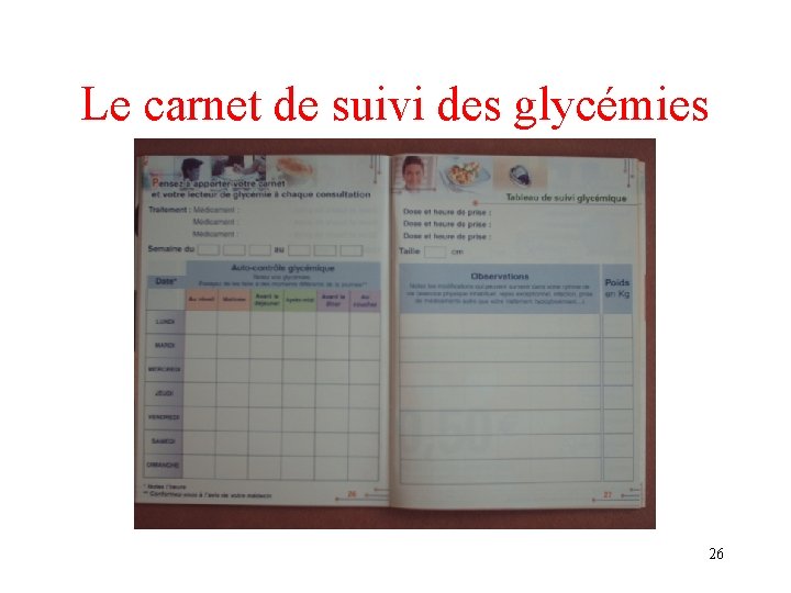 Le carnet de suivi des glycémies 26 