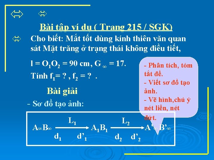  Bài tập ví dụ ( Trang 215 / SGK) Cho biết: Mắt tốt