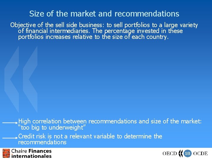 Size of the market and recommendations Objective of the sell side business: to sell