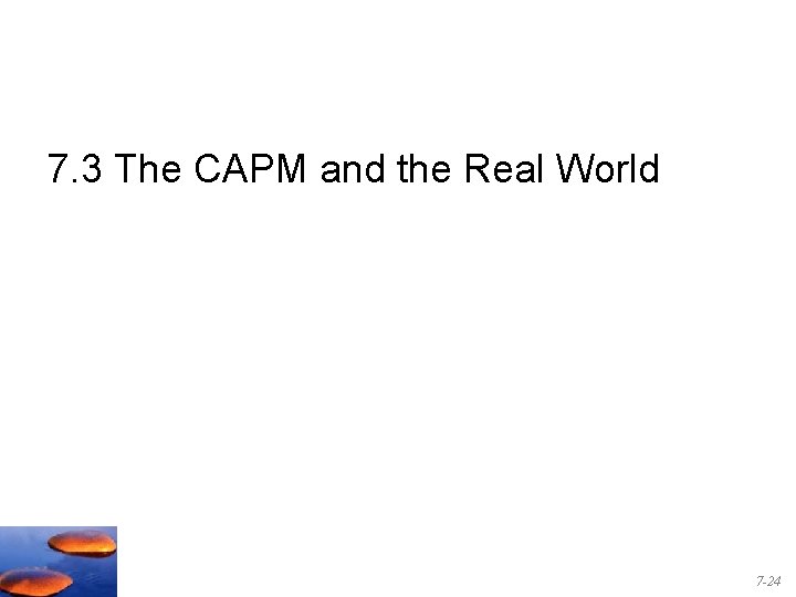 7. 3 The CAPM and the Real World 7 -24 