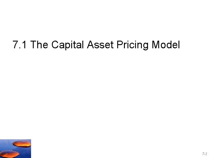7. 1 The Capital Asset Pricing Model 7 -3 