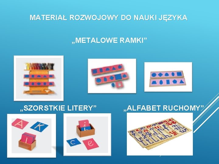 MATERIAŁ ROZWOJOWY DO NAUKI JĘZYKA „METALOWE RAMKI” „SZORSTKIE LITERY” „ALFABET RUCHOMY” 