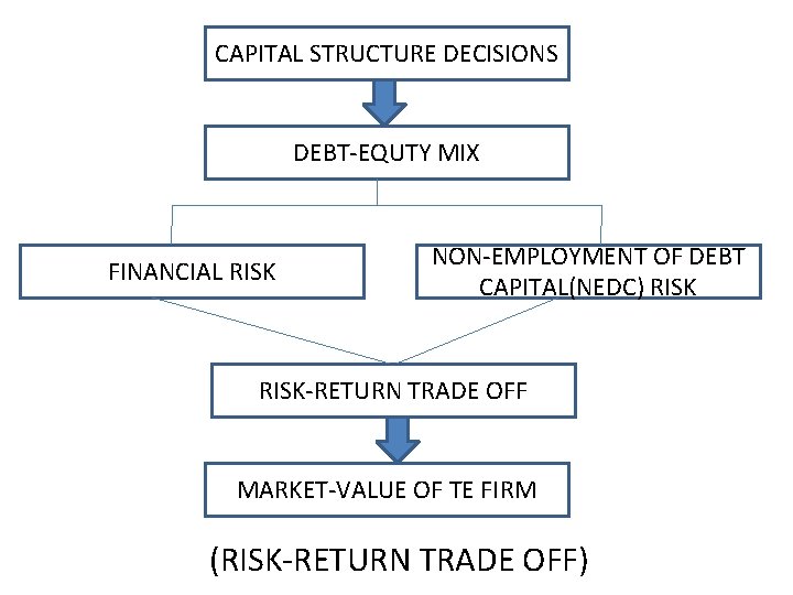 CAPITAL STRUCTURE DECISIONS DEBT-EQUTY MIX FINANCIAL RISK NON-EMPLOYMENT OF DEBT CAPITAL(NEDC) RISK-RETURN TRADE OFF