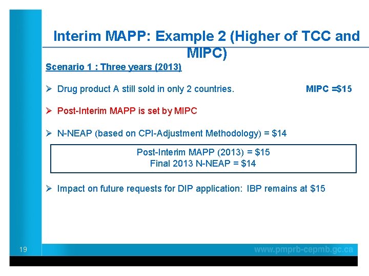 Interim MAPP: Example 2 (Higher of TCC and MIPC) Scenario 1 : Three years