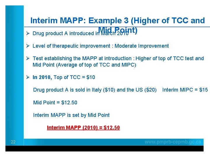 Interim MAPP: Example 3 (Higher of TCC and Ø Drug product A introduced in.