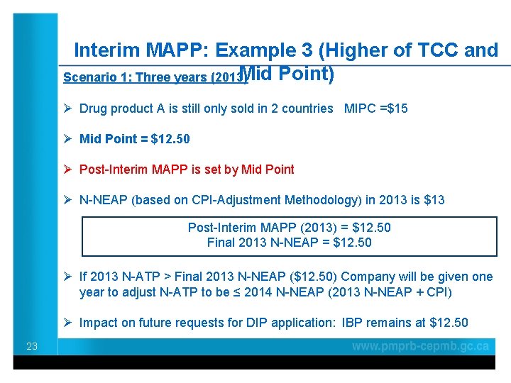 Interim MAPP: Example 3 (Higher of TCC and Mid Point) Scenario 1: Three years